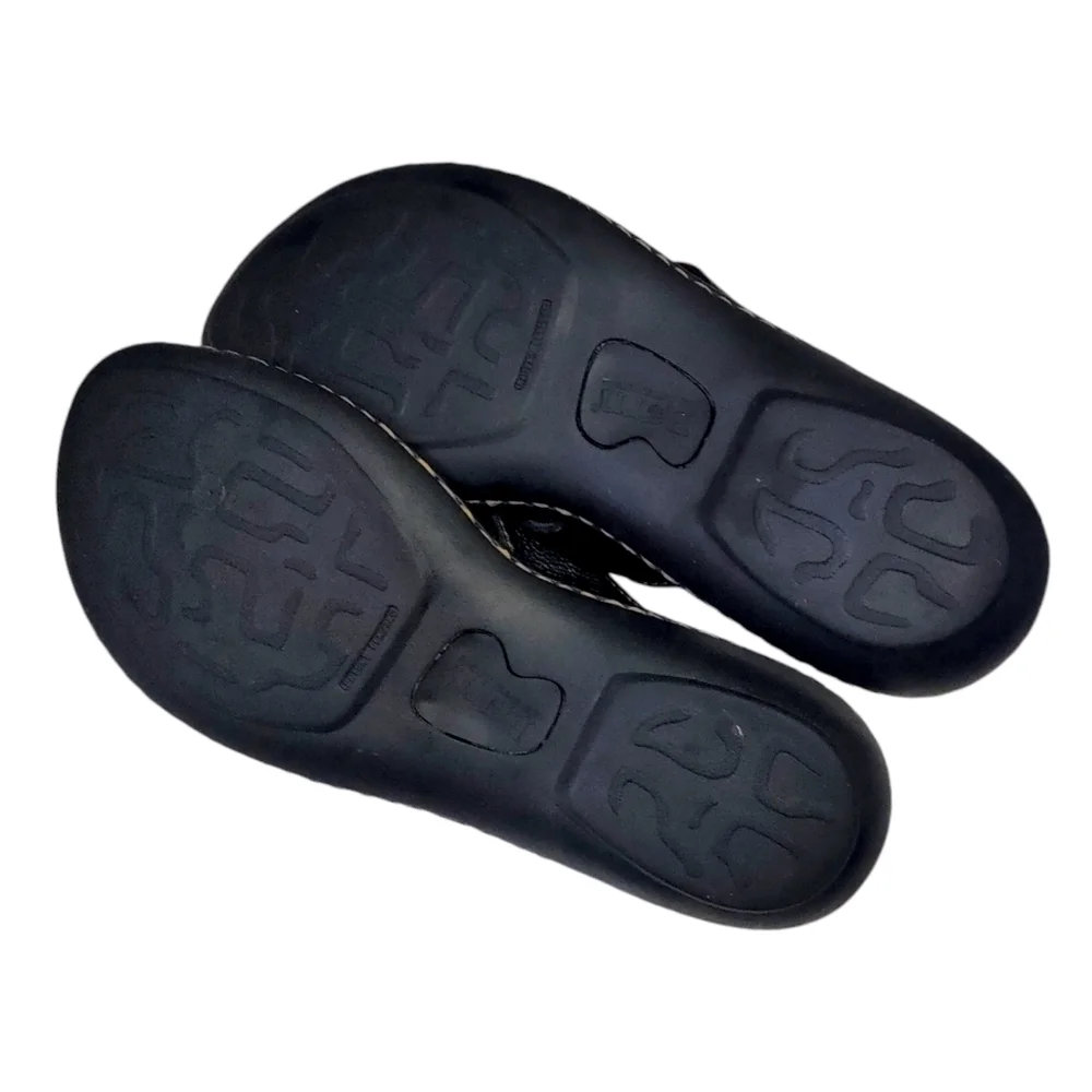 Born Black Leather Crisscross Slide Sandals - Picture 8 of 10